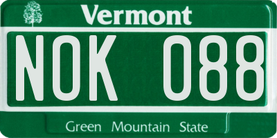 VT license plate NOK088