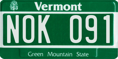 VT license plate NOK091