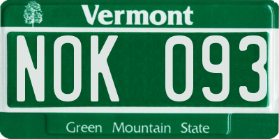 VT license plate NOK093