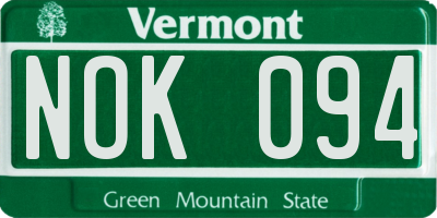 VT license plate NOK094