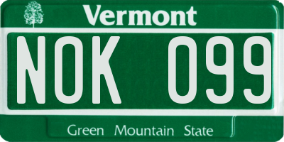 VT license plate NOK099