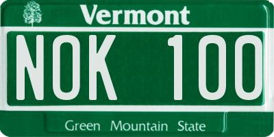 VT license plate NOK100
