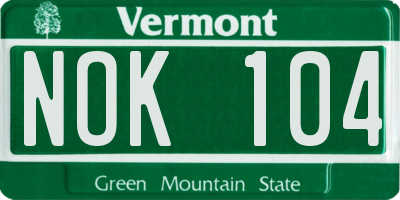VT license plate NOK104