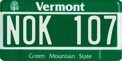 VT license plate NOK107