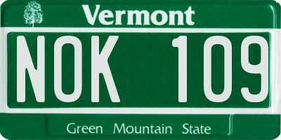 VT license plate NOK109