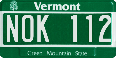 VT license plate NOK112