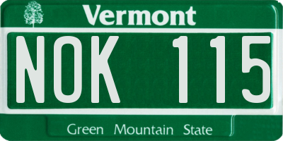 VT license plate NOK115