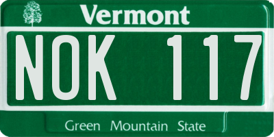 VT license plate NOK117