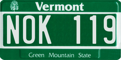 VT license plate NOK119
