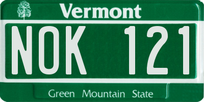 VT license plate NOK121
