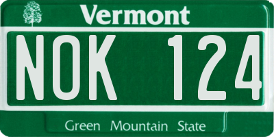 VT license plate NOK124