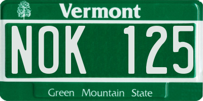 VT license plate NOK125