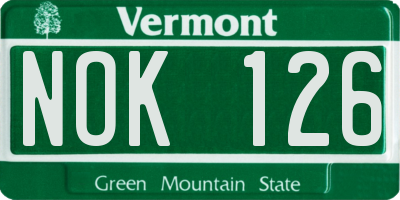VT license plate NOK126