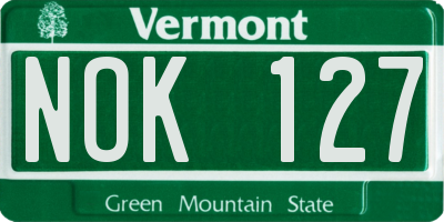 VT license plate NOK127