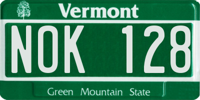 VT license plate NOK128