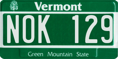 VT license plate NOK129