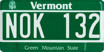 VT license plate NOK132