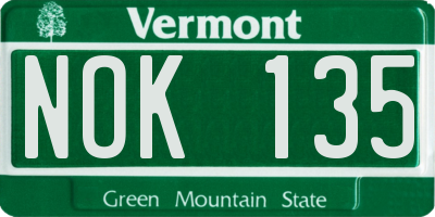 VT license plate NOK135