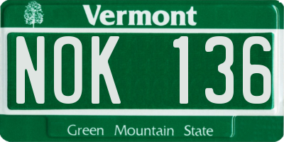 VT license plate NOK136