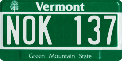 VT license plate NOK137