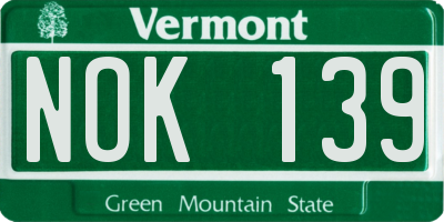 VT license plate NOK139