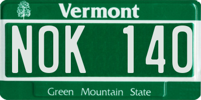 VT license plate NOK140