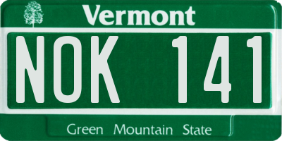 VT license plate NOK141