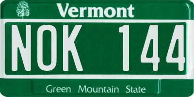 VT license plate NOK144