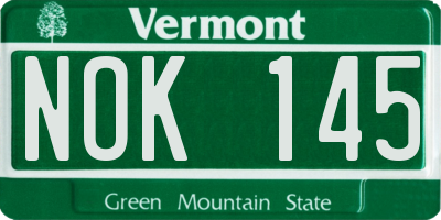 VT license plate NOK145
