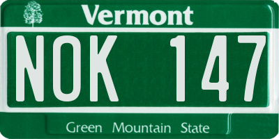 VT license plate NOK147