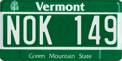 VT license plate NOK149
