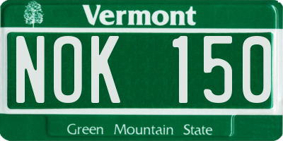 VT license plate NOK150