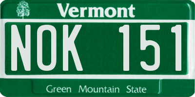 VT license plate NOK151