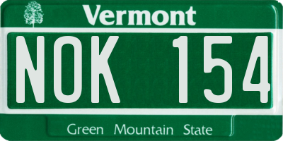 VT license plate NOK154