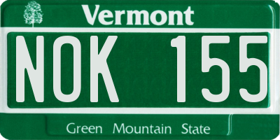 VT license plate NOK155