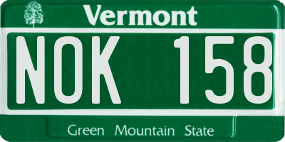 VT license plate NOK158