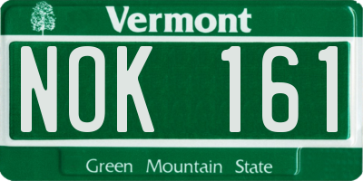 VT license plate NOK161