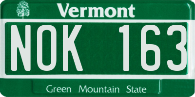 VT license plate NOK163