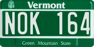 VT license plate NOK164