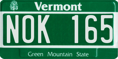 VT license plate NOK165