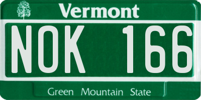 VT license plate NOK166