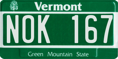 VT license plate NOK167