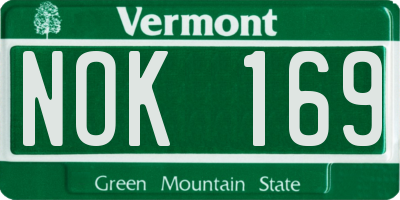 VT license plate NOK169