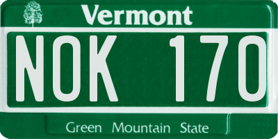 VT license plate NOK170