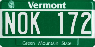 VT license plate NOK172