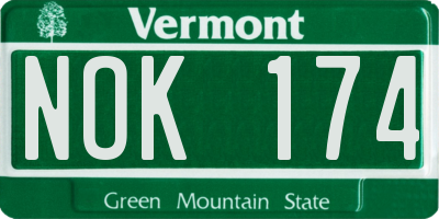 VT license plate NOK174