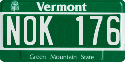 VT license plate NOK176