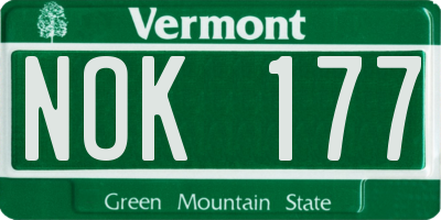 VT license plate NOK177