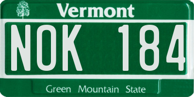 VT license plate NOK184