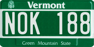VT license plate NOK188